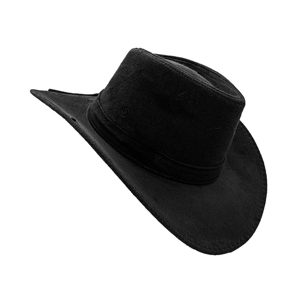 Chapéu Camurça Dobravel C/ Botão Lateral Boiadeiro Preto
