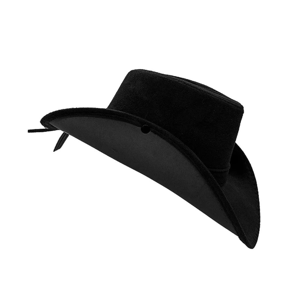 Chapéu Camurça Dobravel C/ Botão Lateral Boiadeiro Preto - Imagem 2