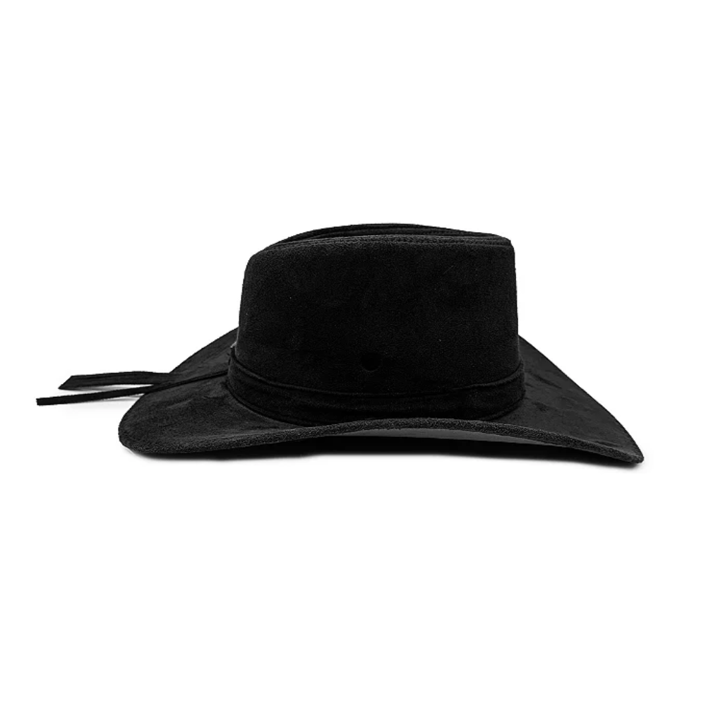 Chapéu Camurça Dobravel C/ Botão Lateral Boiadeiro Preto - Imagem 4