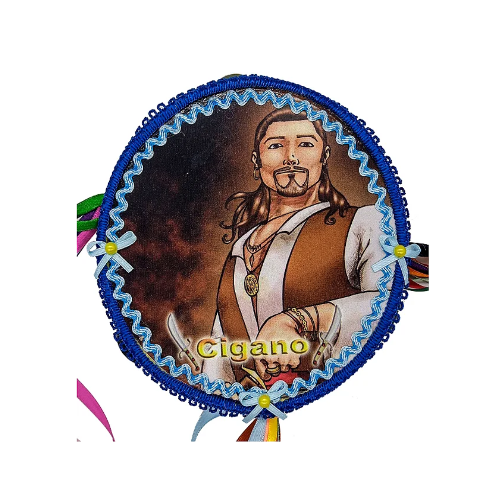 Pandeiro Cigano Decorado Homem Cigano Linha Oriente - Imagem 2