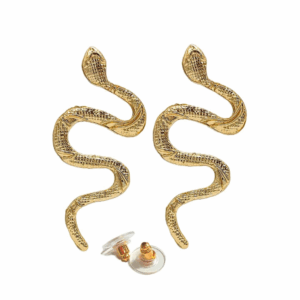 Par De Brinco Cobra Serpente Grande Dourado (Tarraxa)
