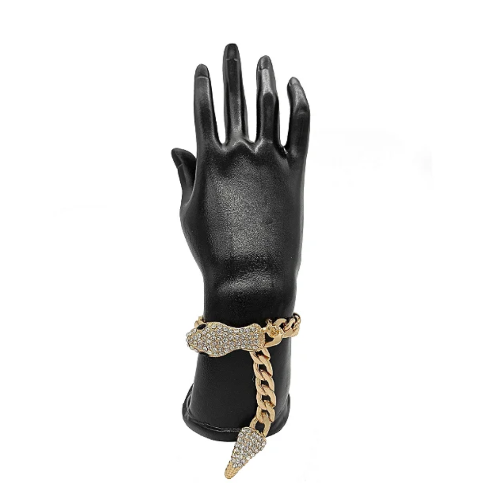 Pulseira Dourada Corrente De Cobra Com Zircônias