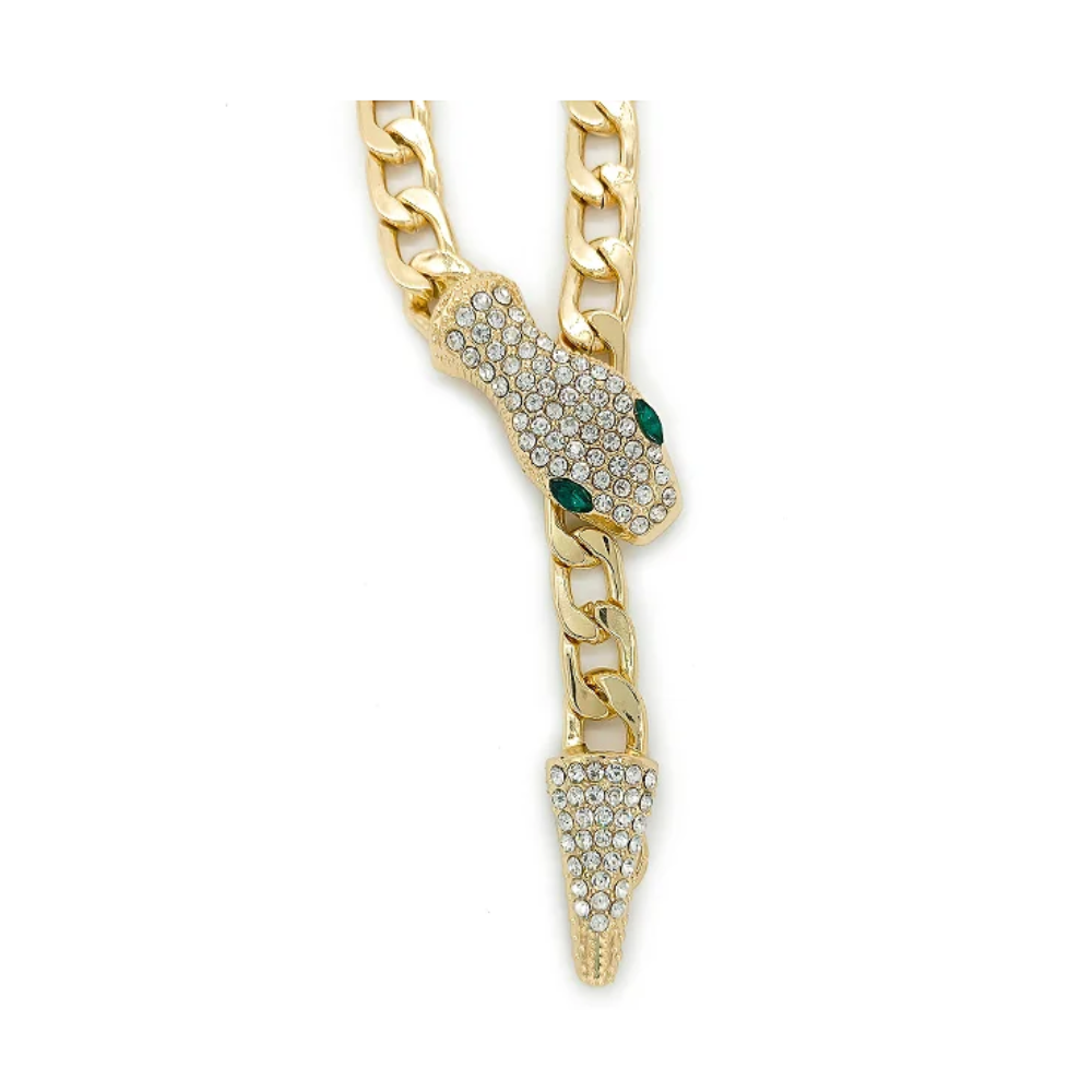 Pulseira Dourada Corrente De Cobra Com Zircônias - Imagem 3