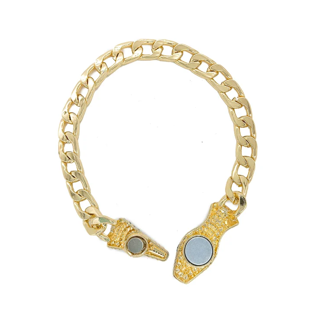 Pulseira Dourada Corrente De Cobra Com Zircônias - Imagem 4
