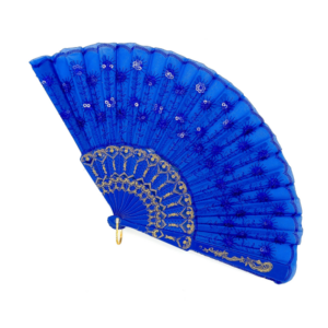 Leque Simples Azul Marinho Cigana Com Paete E Renda