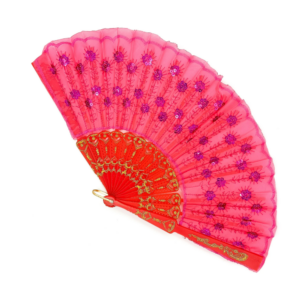 Leque Simples Rosa Cigana Com Paete E Renda