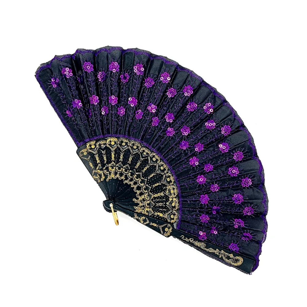 Leque Simples Roxo Cigana Com Paete E Renda