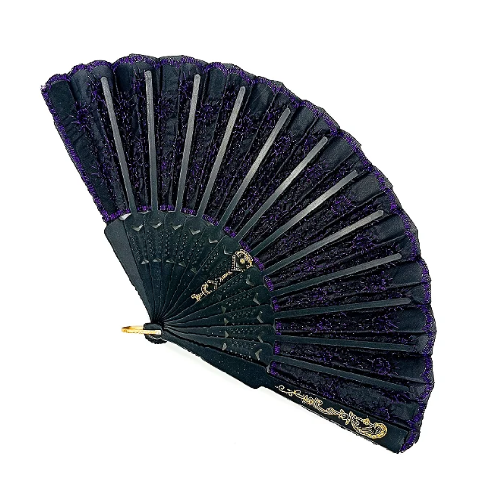 Leque Simples Roxo Cigana Com Paete E Renda - Imagem 3