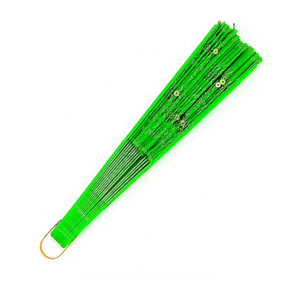 Leque Simples Verde Cigana Com Paete E Renda - Imagem 2