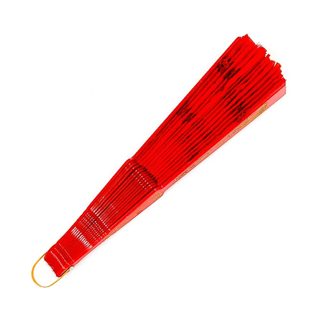 Leque Simples Vermelho Cigana Com Paete E Renda - Imagem 2