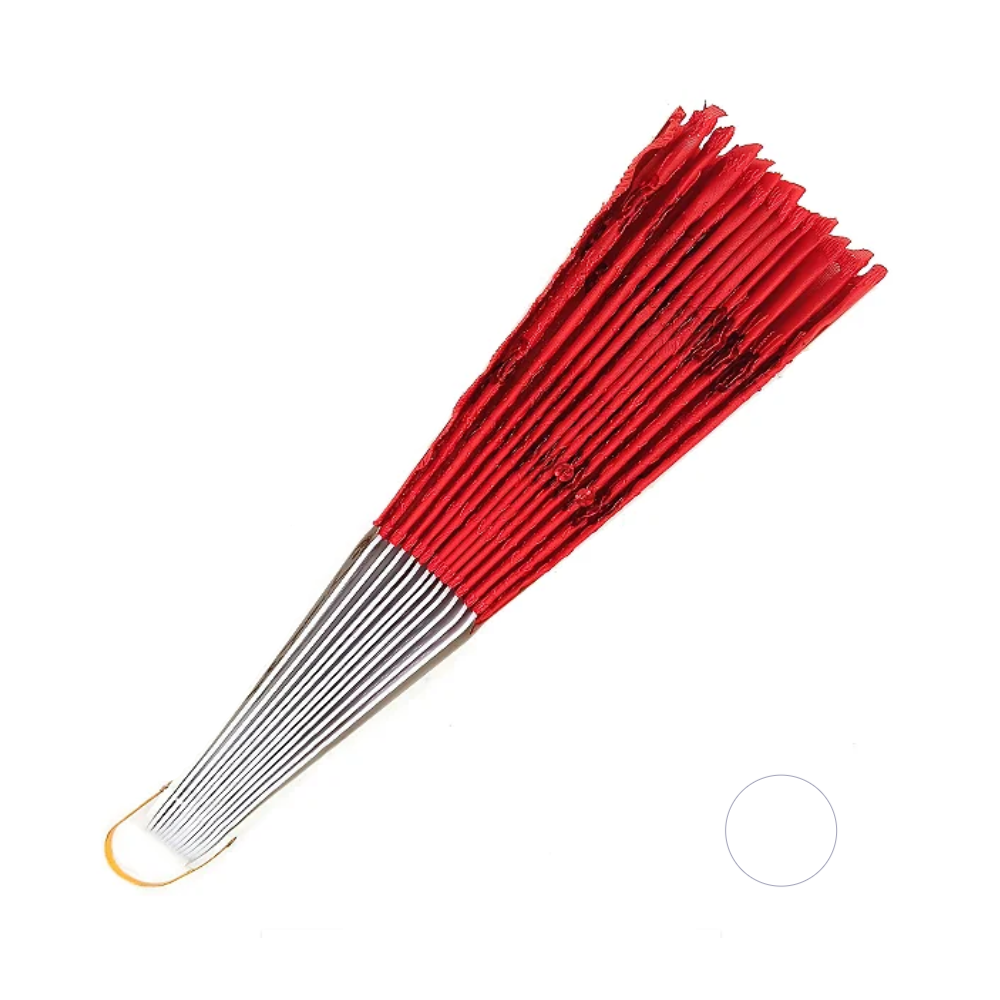 Leque Simples Vermelho/Branco Cigana Com Paete E Renda - Imagem 3