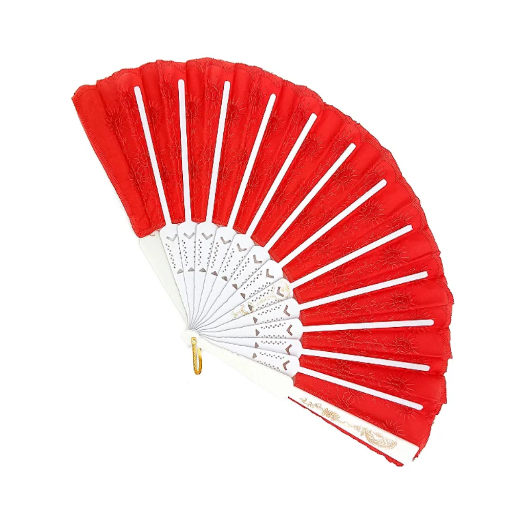 Leque Simples Vermelho/Branco Cigana Com Paete E Renda - Imagem 2