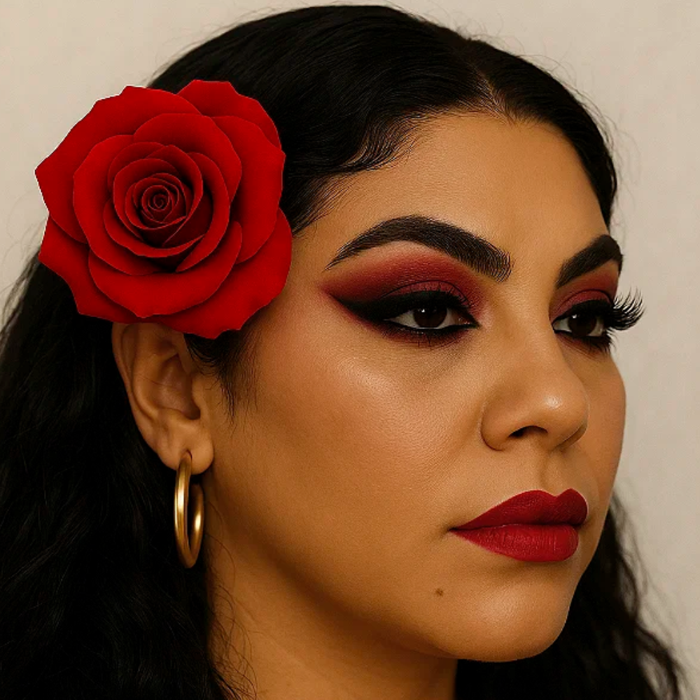 Presilha Rosa Vermelha Flor De Cabelo Para Pombagira Cigana - Imagem 2