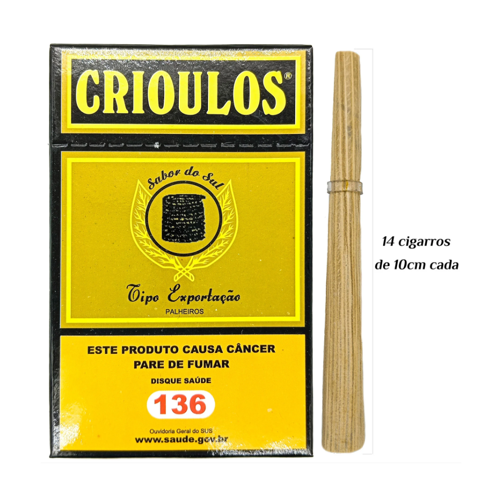 Cigarro De Palha Crioulos Palheiro 10Cm Caixa Maço 14Un - Imagem 2