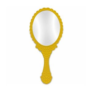 Espelho Abebe Amarelo De Mão Provençal Oval Médio