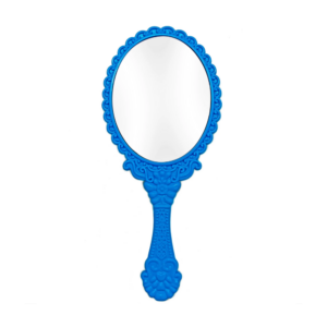 Espelho Abebe Azul De Mão Provençal Oval Médio