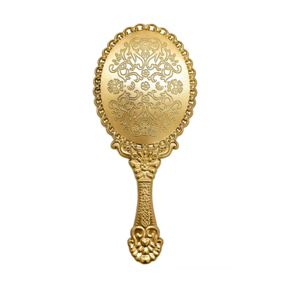 Espelho Abebe Dourado De Mão Provençal Oval Médio - Imagem 2