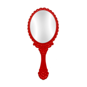 Espelho Abebe Vermelho De Mão Provençal Oval Médio