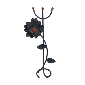 Garfo Tridente Preto C/ Flor E Pé 20Cm Ferragem P/ Assentamento