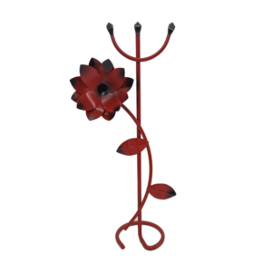 Garfo Tridente Vermelho C/ Flor E Pé 20Cm Ferragem P/ Assentamento