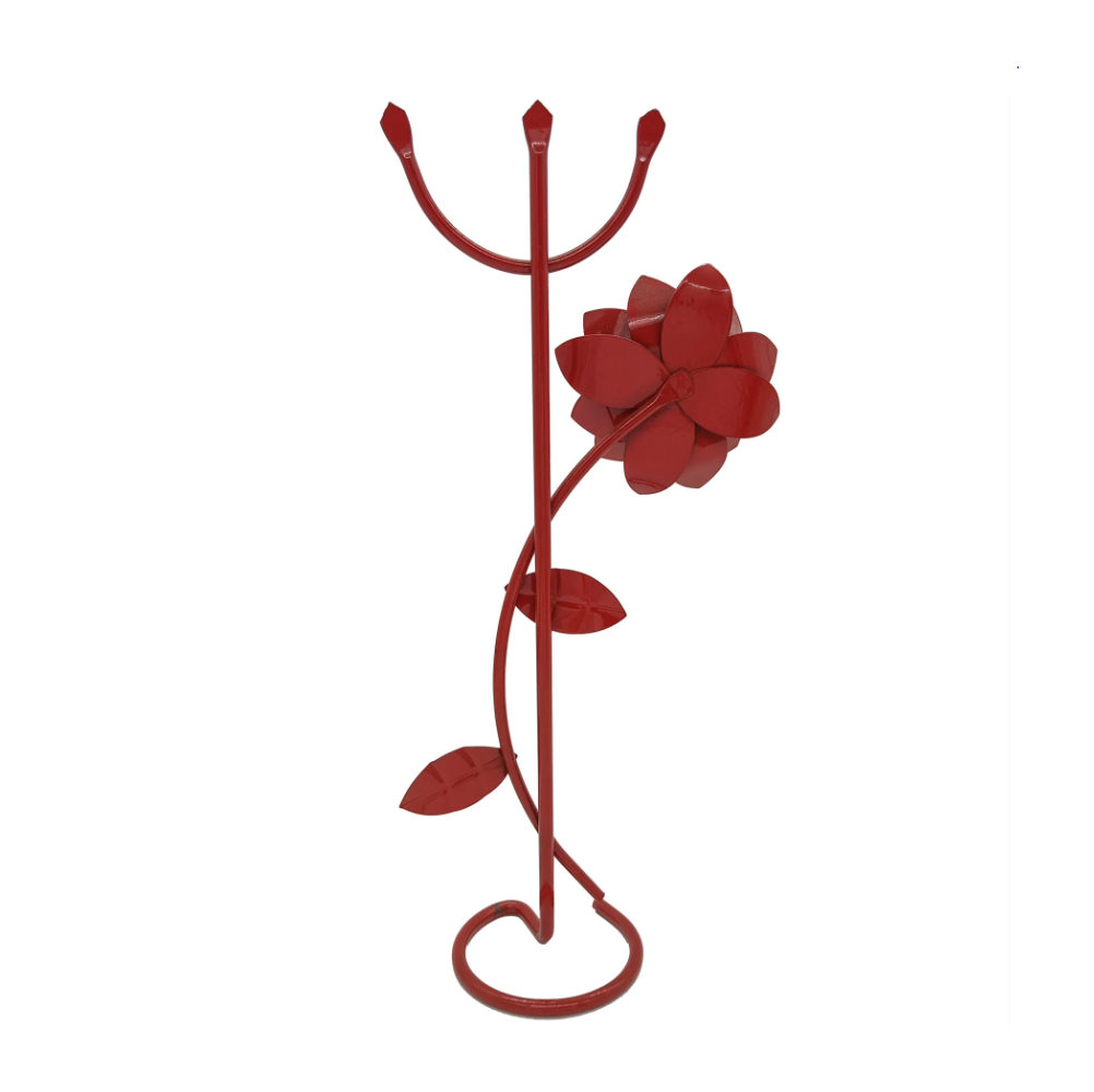 Garfo Tridente Vermelho C/ Flor E Pé 20Cm Ferragem P/ Assentamento - Imagem 2