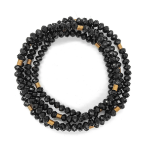 Guia Cristal Preto Com Entremeio De Rosca De Arame