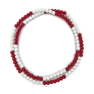 Guia De Porcelana Bolinha Jablonex Branco/Vermelho