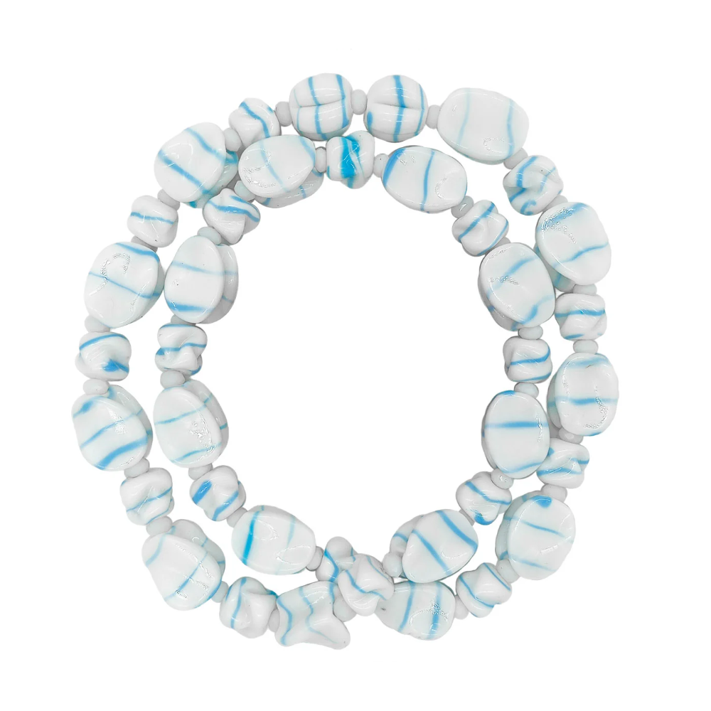 Guia Em Firmas De Murano Candomblé Branco/Azul M2