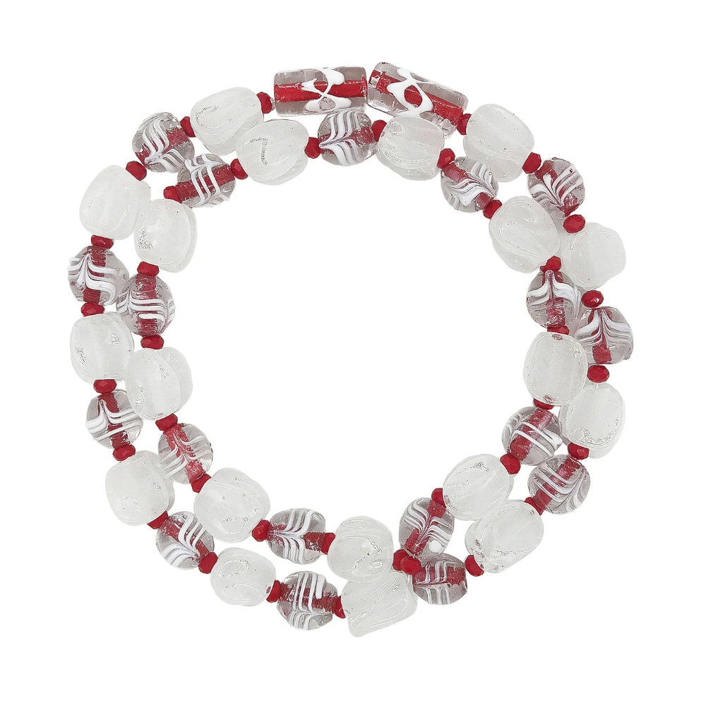 Guia Em Firmas De Murano Candomblé Vermelho/Incolor/Branco M1