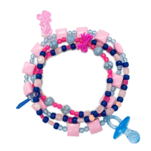 Guia Fio P/ Erê Criança De Umbanda C/ Pingentes Rosa/Azul+Chupeta Azul