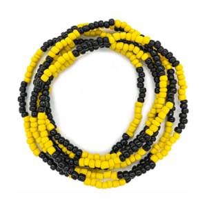 Guia Missanga Preto/Amarelo Miçanga Leitosa (60CM)