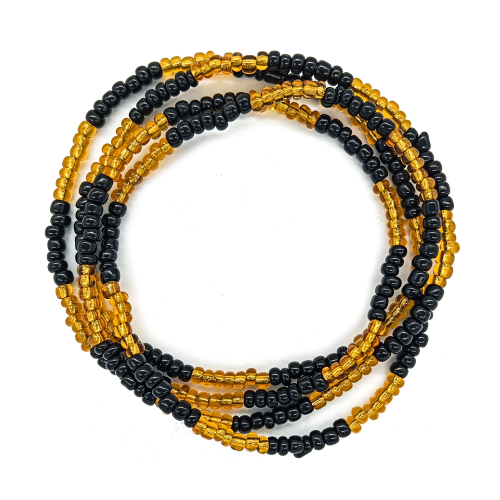 Guia Missanga Preto/Dourado Miçanga Transparente (45CM)
