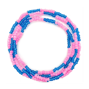 Guia Missanga Rosa/Azul Miçanga Transparente (60CM)