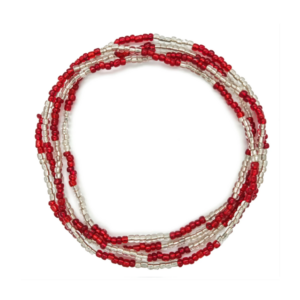 Guia Missanga Vermelho/Incolor Miçanga Transparente (60CM)