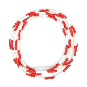 Guia Missanga Vermelho/Branco Miçanga Leitosa (45CM)