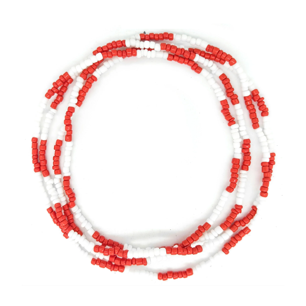 Guia Missanga Vermelho/Branco Miçanga Leitosa (60CM)
