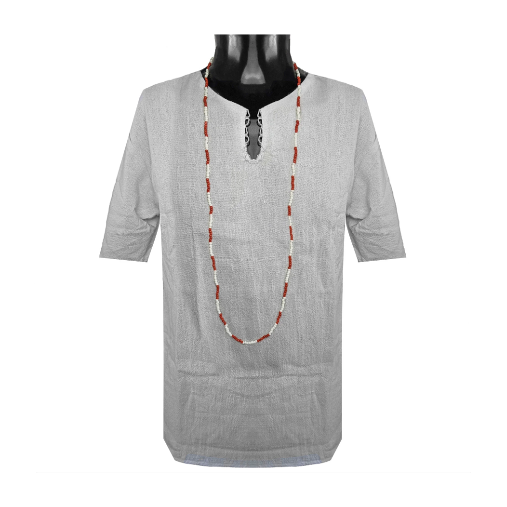 Guia Missanga Vermelho/Branco Miçanga Leitosa (60CM) - Imagem 2