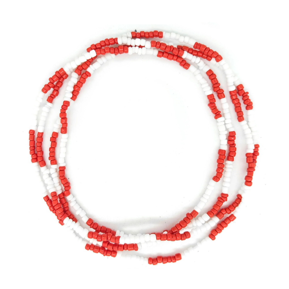 Guia Missanguinha P/ Proteção Miçanga Leitosa Branco/Vermelho