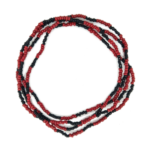 Guia Missanguinha P/ Proteção Miçanga Leitosa Preto/Vermelho
