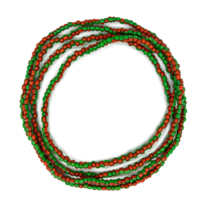 Guia Missanguinha P/ Proteção Miçanga Leitosa Verde/Vermelho