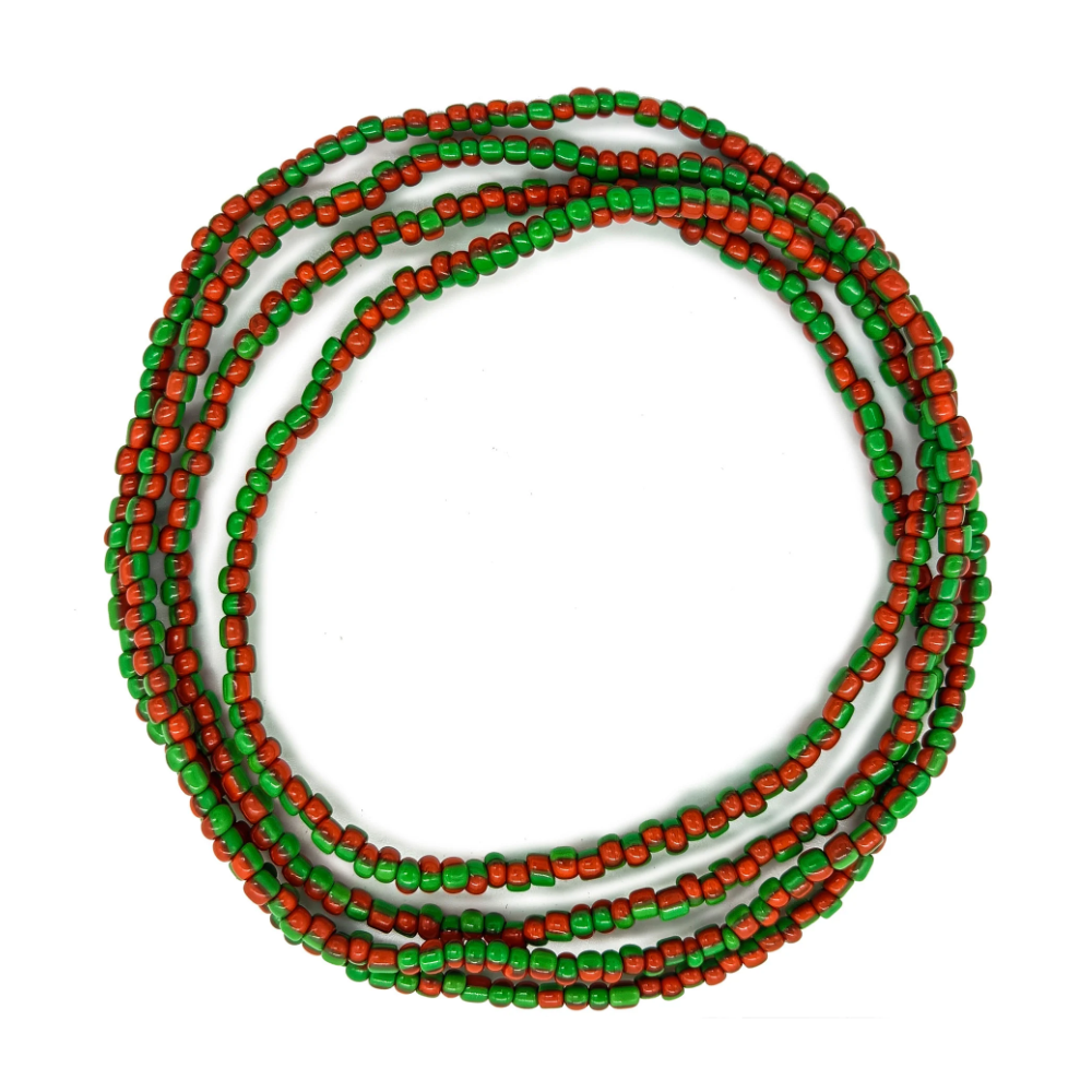 Guia Missanguinha P/ Proteção Miçanga Leitosa Verde/Vermelho