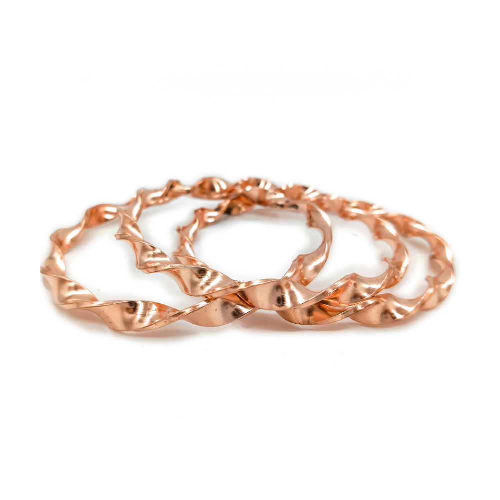 Idé Torcido Grande Argola Arco De Metal Pulseira Cobre - Imagem 2