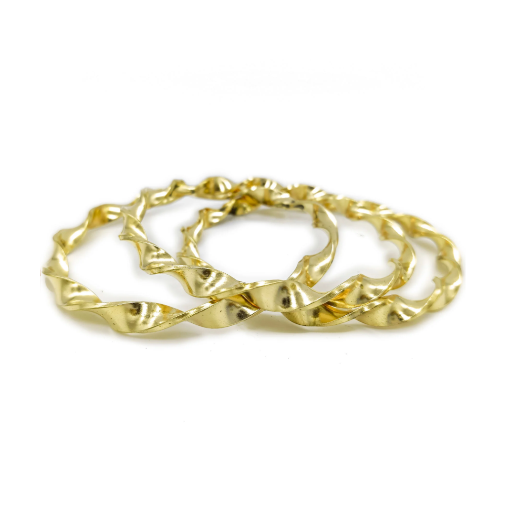 Idé Torcido Grande Argola Arco De Metal Pulseira Dourado - Imagem 2