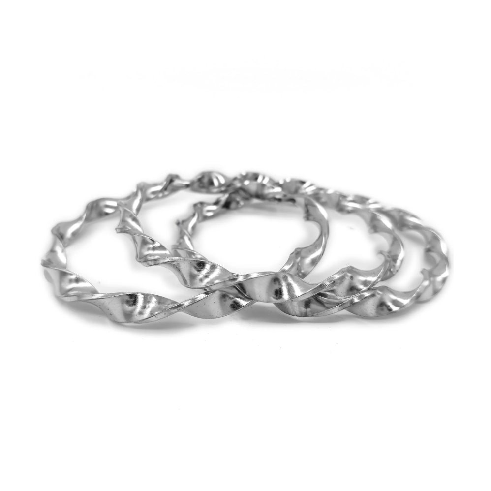 Idé Torcido Grande Argola Arco De Metal Pulseira Prata - Imagem 2