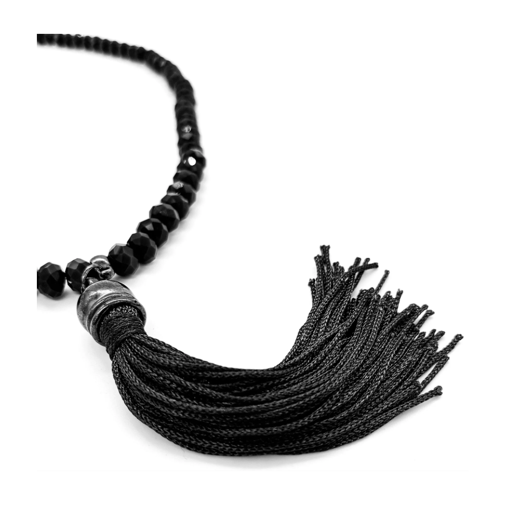 Japamala 108 Contas Em Cristal Preto Com Pingente E Fecho - Imagem 2