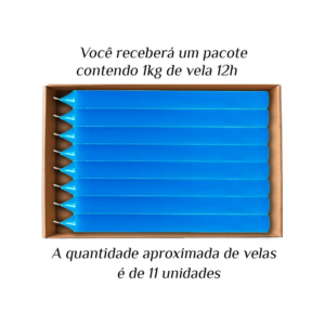 KIT 11 Velas Grande 12H De Parafina 1Kg Azul