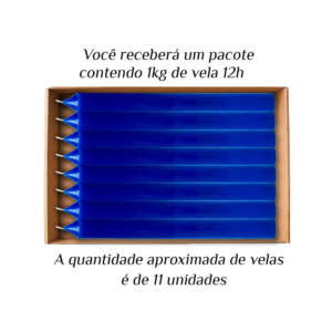 KIT 11 Velas Grande 12H De Parafina 1Kg Azul Marinho