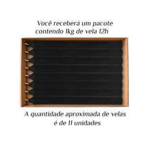 KIT 11 Velas Grande 12H De Parafina 1Kg Preto