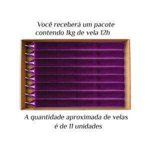 KIT 11 Velas Grande 12H De Parafina 1Kg Roxo