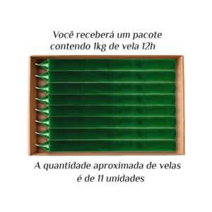 KIT 11 Velas Grande 12H De Parafina 1Kg Verde